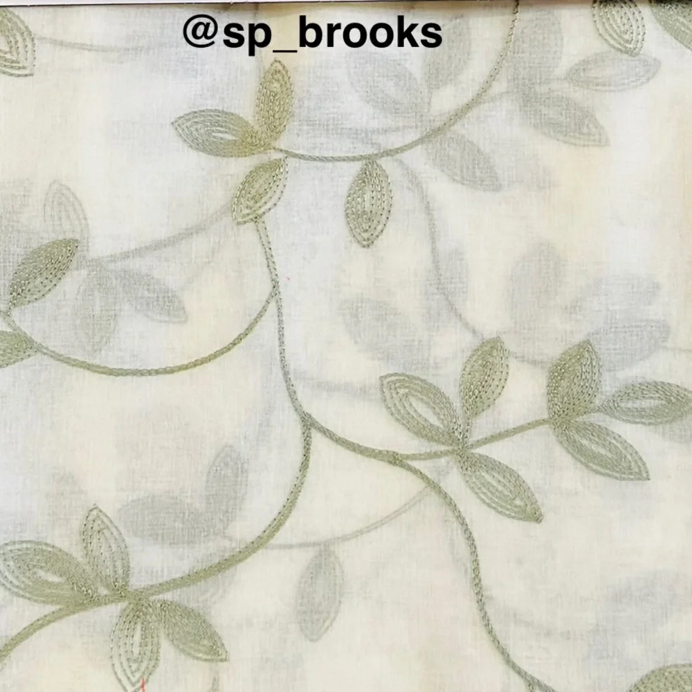 🎁4PC Window Curtains - Studio 1012 Embroidered Sheer Pole Top -38”x84”- Meadow